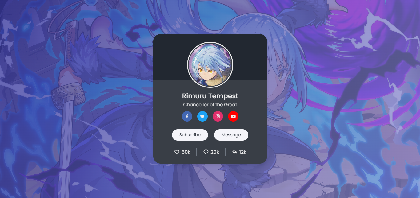 Rimuru Tempest Profile Card Project Screenshot
