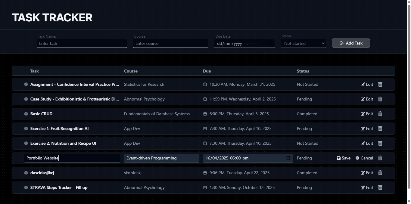 Task Tracker Project Screenshot